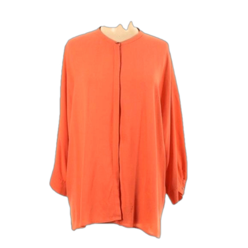 eileen Fisher 100% georgette Silk orange Blouse XL. As is